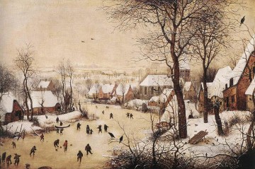  Flemish Canvas - Winter Landscape With Skaters And Bird Trap Flemish Renaissance peasant Pieter Bruegel the Elder
